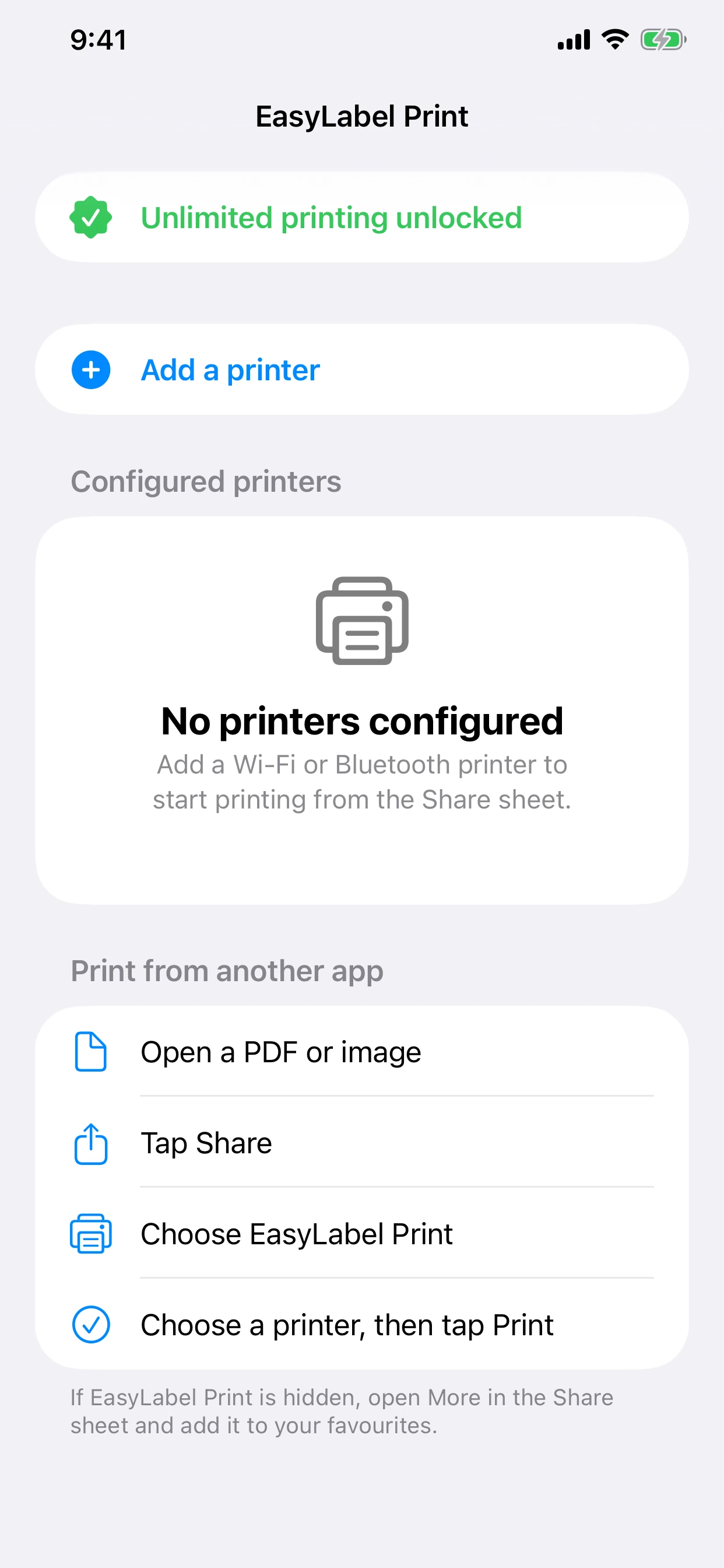 Start with a clean setup in EasyLabel Print on iPhone