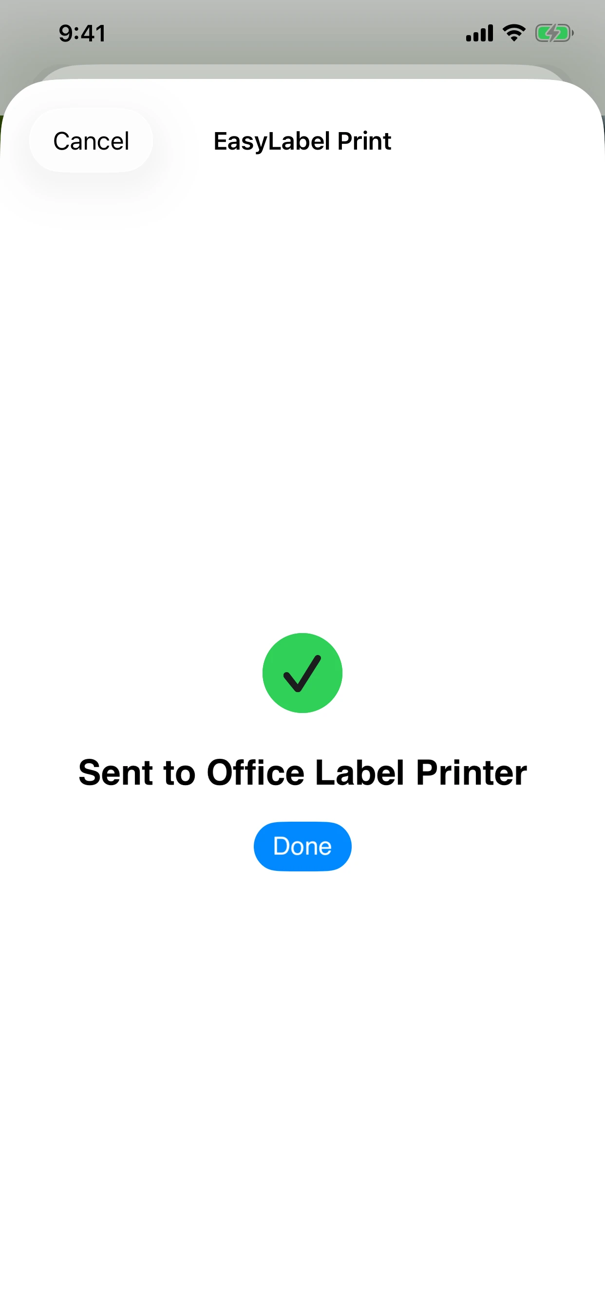 Know when the job is sent in EasyLabel Print on iPhone